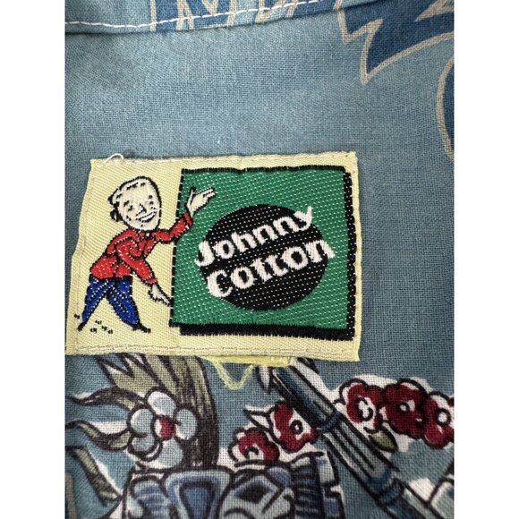 VTG Johnny Cotton Mens L Blue Button Down Shirt Caddy Shack Golf Pro USA Island - Picture 3 of 8